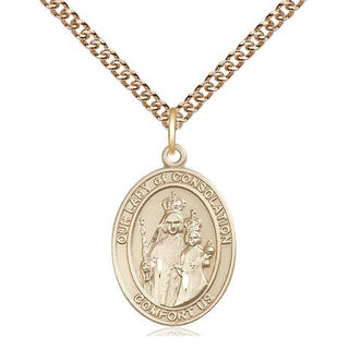 14kt Gold Our Lady of Consolation Medal Engraved Catholic Saint Jewelry