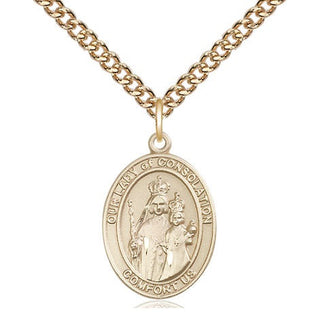 14kt Gold Our Lady of Consolation Medal Engraved Catholic Saint Jewelry