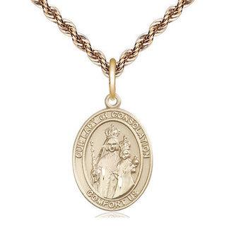 14kt Gold Our Lady of Consolation Medal Engraved Catholic Saint Jewelry