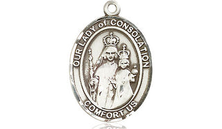 Pewter Our Lady of Consolation Medal Engraved Catholic Saint Jewelry