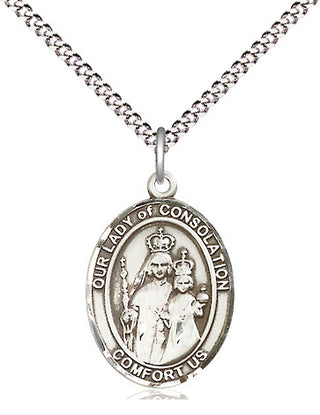 Pewter Our Lady of Consolation Medal Religious Jewelry Engraved Catholic Saint Jewelry