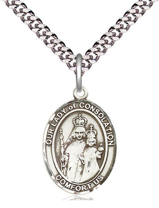 Pewter Our Lady of Consolation Medal Religious Jewelry Engraved Catholic Saint Jewelry