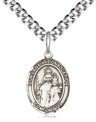 Pewter Our Lady of Consolation Medal Religious Jewelry Engraved Catholic Saint Jewelry