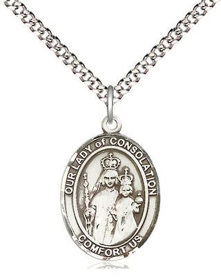 Pewter Our Lady of Consolation Medal Religious Jewelry Engraved Catholic Saint Jewelry
