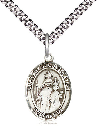 Pewter Our Lady of Consolation Medal Religious Jewelry Engraved Catholic Saint Jewelry