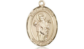 14kt Gold Filled Saint Aedan of Ferns Medal Engraved Catholic Saint Jewelry