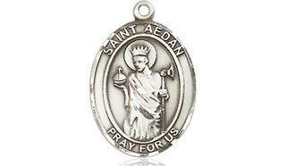 Pewter Saint Aedan of Ferns Medal Engraved Catholic Saint Jewelry