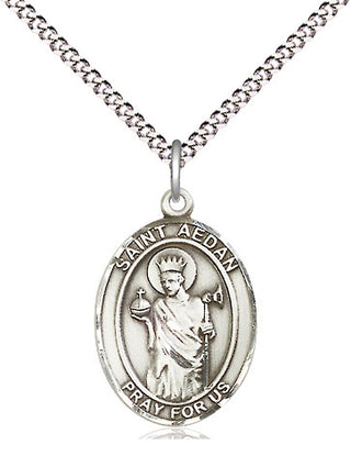 Pewter Saint Aedan of Ferns Medal Religious Jewelry Engraved Catholic Saint Jewelry