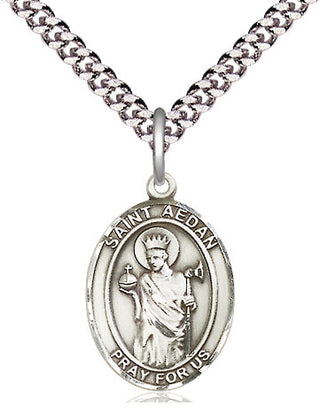 Pewter Saint Aedan of Ferns Medal Religious Jewelry Engraved Catholic Saint Jewelry