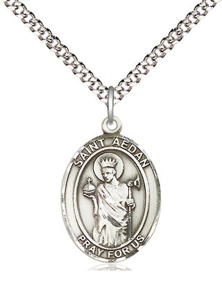 Pewter Saint Aedan of Ferns Medal Religious Jewelry Engraved Catholic Saint Jewelry