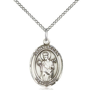 Sterling Silver Saint Aedan of Ferns Medal Religious Jewelry Engraved Catholic Saint Jewelry