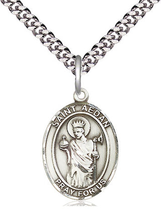 Sterling Silver Saint Aedan of Ferns Medal Religious Jewelry Engraved Catholic Saint Jewelry