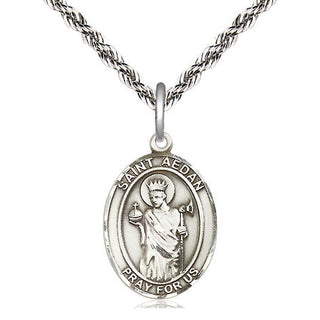 Sterling Silver Saint Aedan of Ferns Medal Religious Jewelry Engraved Catholic Saint Jewelry