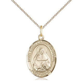 14kt Gold Marie Magdalen Postel Medal Engraved Catholic Saint Jewelry