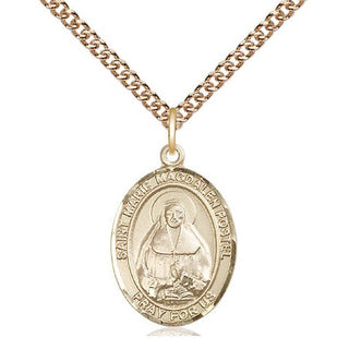 14kt Gold Marie Magdalen Postel Medal Engraved Catholic Saint Jewelry