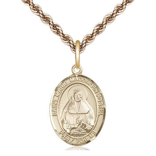 14kt Gold Marie Magdalen Postel Medal Engraved Catholic Saint Jewelry
