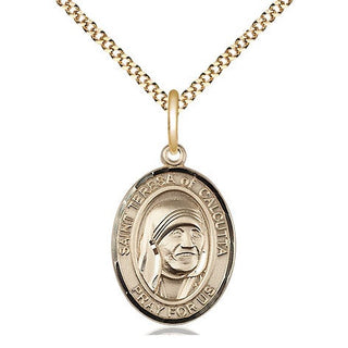 14kt Gold Filled Saint Teresa of Calcutta Medal Religious Jewelry Engraved Catholic Saint Jewelry