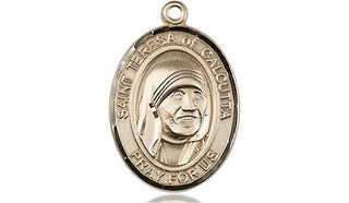 14kt Gold Saint Teresa of Calcutta Medal Engraved Catholic Saint Jewelry