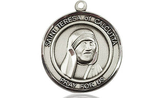 Pewter Saint Teresa of Calcutta Medal Engraved Catholic Saint Jewelry
