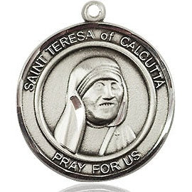 Pewter Saint Teresa of Calcutta Medal Religious Jewelry Engraved Catholic Saint Jewelry