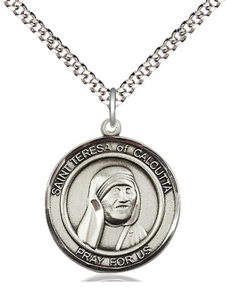 Sterling Silver Saint Teresa of Calcutta Medal Religious Jewelry Engraved Catholic Saint Jewelry