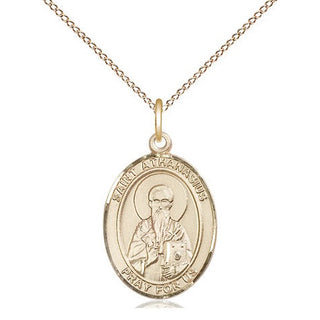 14kt Gold Filled Saint Athanasius Medal Religious Jewelry Engraved Catholic Saint Jewelry