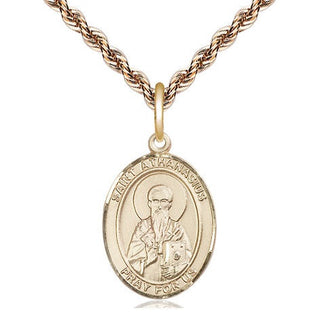 14kt Gold Filled Saint Athanasius Medal Religious Jewelry Engraved Catholic Saint Jewelry