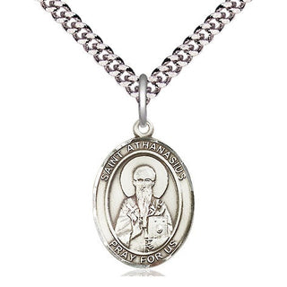 Pewter Saint Athanasius Medal Religious Jewelry Engraved Catholic Saint Jewelry