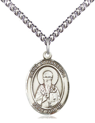 Sterling Silver Saint Athanasius Medal Religious Jewelry Engraved Catholic Saint Jewelry