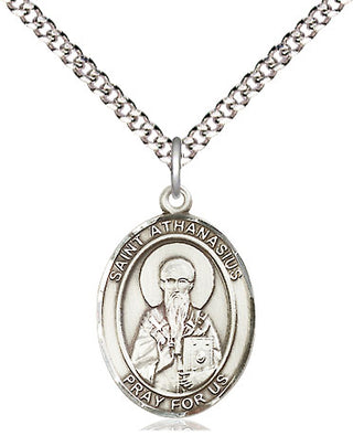 Sterling Silver Saint Athanasius Medal Religious Jewelry Engraved Catholic Saint Jewelry