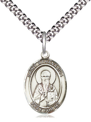 Sterling Silver Saint Athanasius Medal Religious Jewelry Engraved Catholic Saint Jewelry