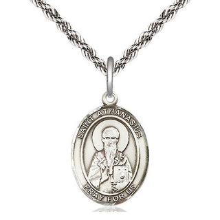 Sterling Silver Saint Athanasius Medal Religious Jewelry Engraved Catholic Saint Jewelry