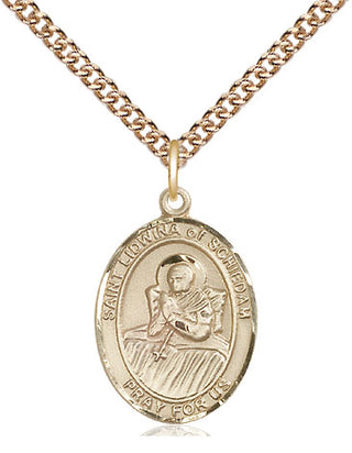 14kt Gold Filled Saint Lidwina of Schiedam Medal Religious Jewelry Engraved Catholic Saint Jewelry