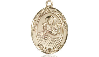 14kt Gold Saint Lidwina of Schiedam Medal Engraved Catholic Saint Jewelry