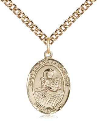 14kt Gold Saint Lidwina of Schiedam Medal Engraved Catholic Saint Jewelry