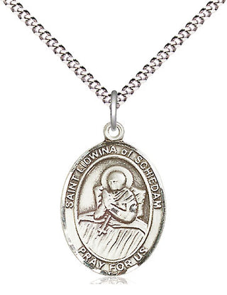 Pewter Saint Lidwina of Schiedam Medal Religious Jewelry Engraved Catholic Saint Jewelry