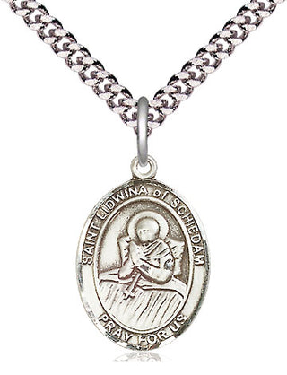 Pewter Saint Lidwina of Schiedam Medal Religious Jewelry Engraved Catholic Saint Jewelry