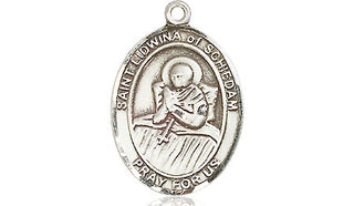 Sterling Silver Saint Lidwina of Schiedam Medal Religious Jewelry Engraved Catholic Saint Jewelry