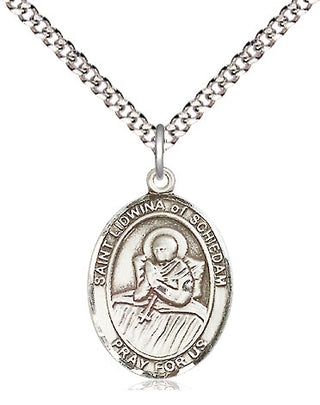 Sterling Silver Saint Lidwina of Schiedam Medal Religious Jewelry Engraved Catholic Saint Jewelry