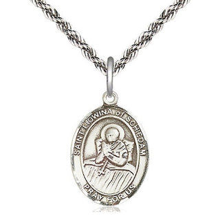 Sterling Silver Saint Lidwina of Schiedam Medal Religious Jewelry Engraved Catholic Saint Jewelry