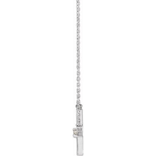 Sterling Silver .06 CT Natural Diamond Sideways Cross 18" Necklace