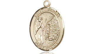 14kt Gold Filled Saint Fiacre Medal Engraved Catholic Saint Jewelry