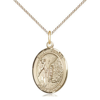 14kt Gold Filled Saint Fiacre Medal Religious Jewelry Engraved Catholic Saint Jewelry