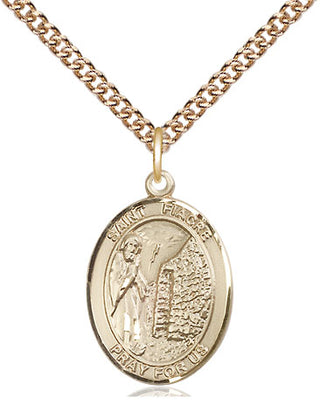 14kt Gold Filled Saint Fiacre Medal Religious Jewelry Engraved Catholic Saint Jewelry