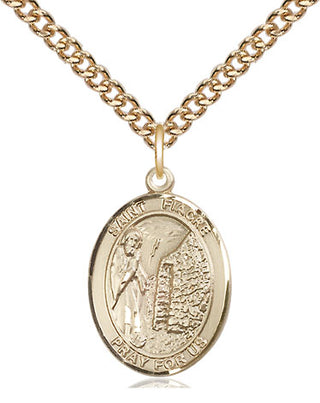 14kt Gold Filled Saint Fiacre Medal Religious Jewelry Engraved Catholic Saint Jewelry