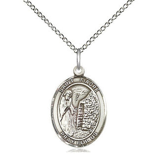 Sterling Silver Saint Fiacre Medal Religious Jewelry Engraved Catholic Saint Jewelry