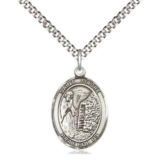 Sterling Silver Saint Fiacre Medal Religious Jewelry Engraved Catholic Saint Jewelry