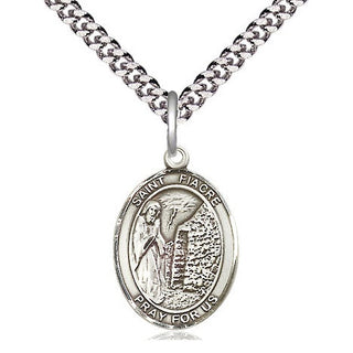 Sterling Silver Saint Fiacre Medal Religious Jewelry Engraved Catholic Saint Jewelry