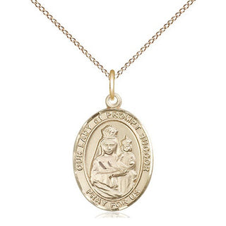 14kt Gold Our Lady of Prompt Succor Medal Engraved Catholic Saint Jewelry