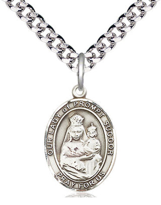 Pewter Our Lady of Prompt Succor Medal Religious Jewelry Engraved Catholic Saint Jewelry